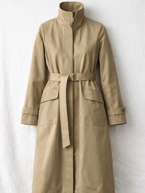 Rebecca Minkoff Beige Belted Trench Coat Minimalist Quiet Luxury Jacket SizeLg